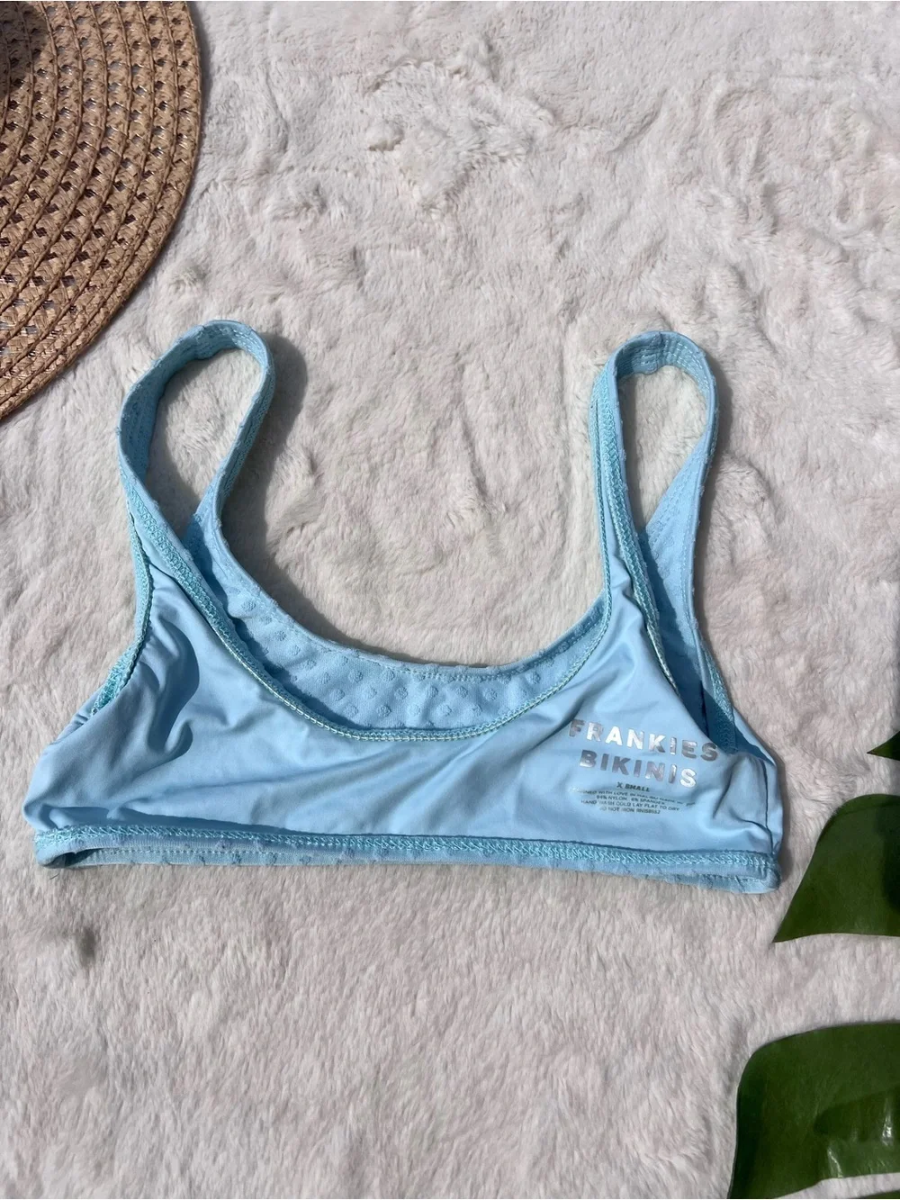 Frankies Bikinis Celia Top Aura Blue Swiss Dot Bikini Top XS